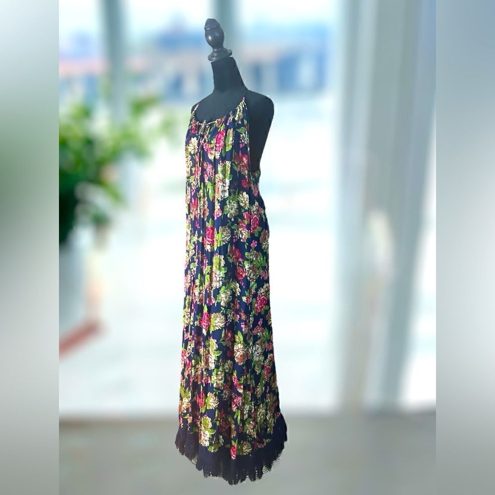 ANTHROPOLOGIE EASEL BOHO Western Festival floral print fringe maxi dress Size M - Picture 11 of 16